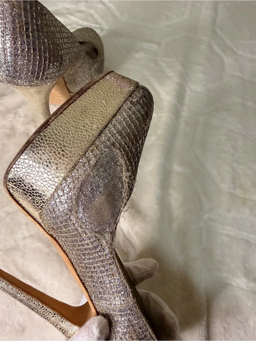 Jimmy Choo Silver Glitter High Heel Pumps
